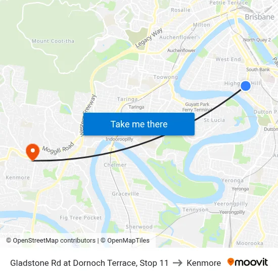 Gladstone Rd at Dornoch Terrace, Stop 11 to Kenmore map