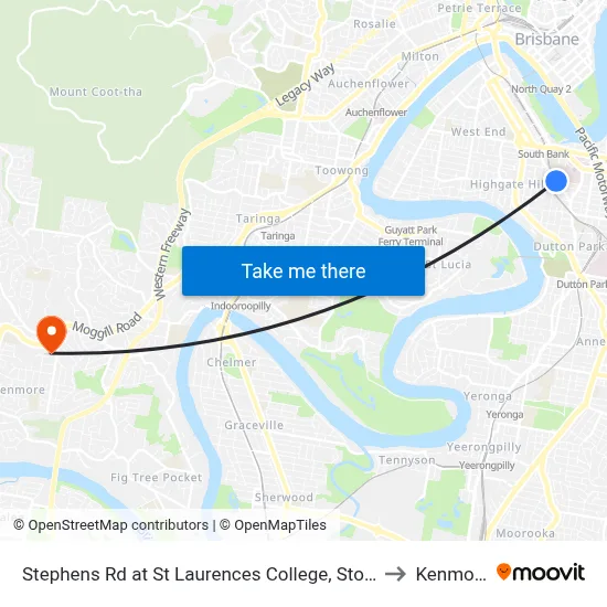 Stephens Rd at St Laurences College, Stop 7 to Kenmore map