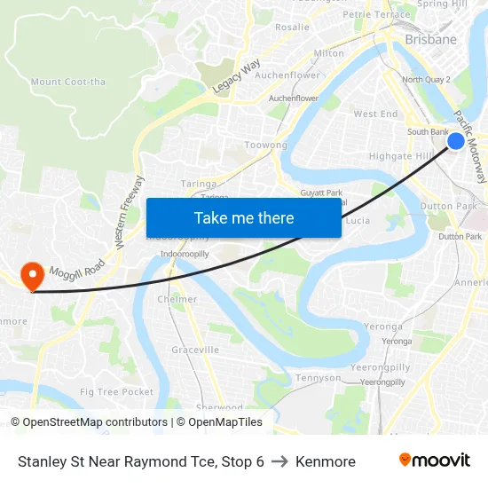 Stanley St Near Raymond Tce, Stop 6 to Kenmore map