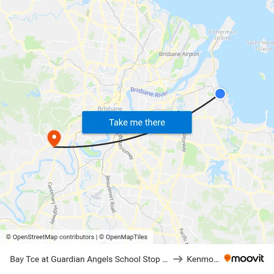 Bay Tce at Guardian Angels School Stop 95 to Kenmore map