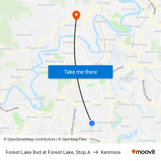 Forest Lake Bvd at Forest Lake, Stop A to Kenmore map