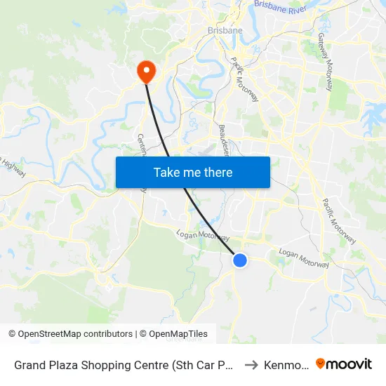 Grand Plaza Shopping Centre (Sth Car Park) to Kenmore map