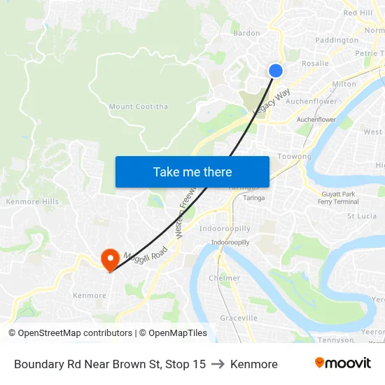Boundary Rd Near Brown St, Stop 15 to Kenmore map