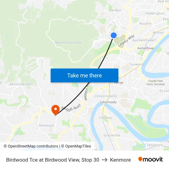 Birdwood Tce at Birdwood View, Stop 30 to Kenmore map