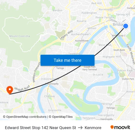 Edward Street Stop 142 Near Queen St to Kenmore map