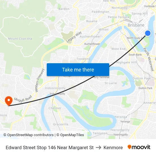 Edward Street Stop 146 Near Margaret St to Kenmore map