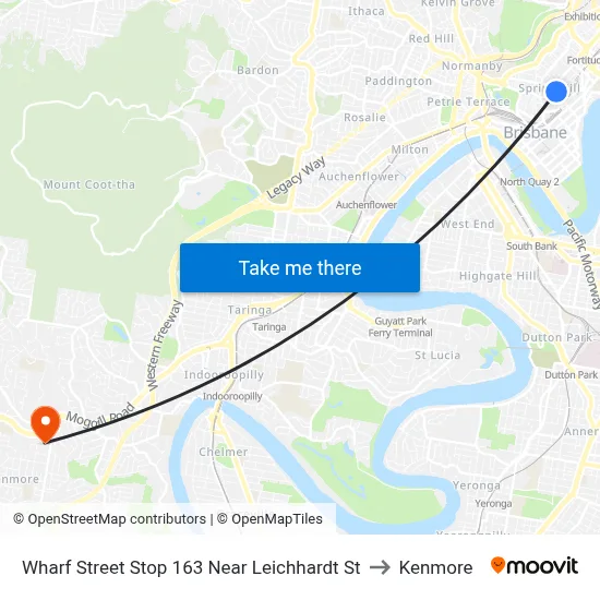 Wharf Street Stop 163 Near Leichhardt St to Kenmore map