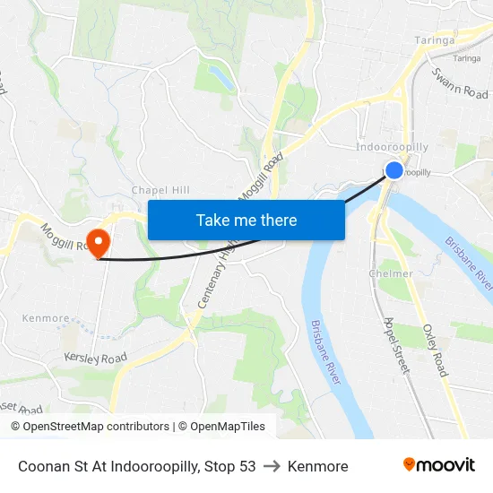 Coonan St At Indooroopilly, Stop 53 to Kenmore map