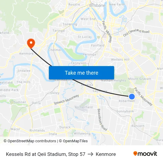 Kessels Rd at Qeii Stadium, Stop 57 to Kenmore map