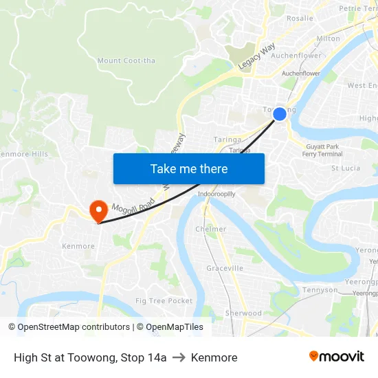 High St at Toowong, Stop 14a to Kenmore map