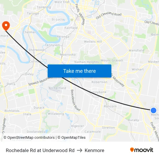 Rochedale Rd at Underwood Rd to Kenmore map