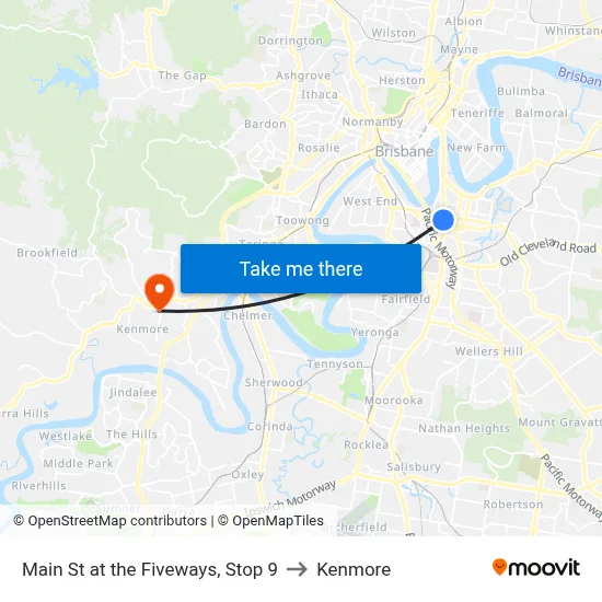 Main St at the Fiveways, Stop 9 to Kenmore map