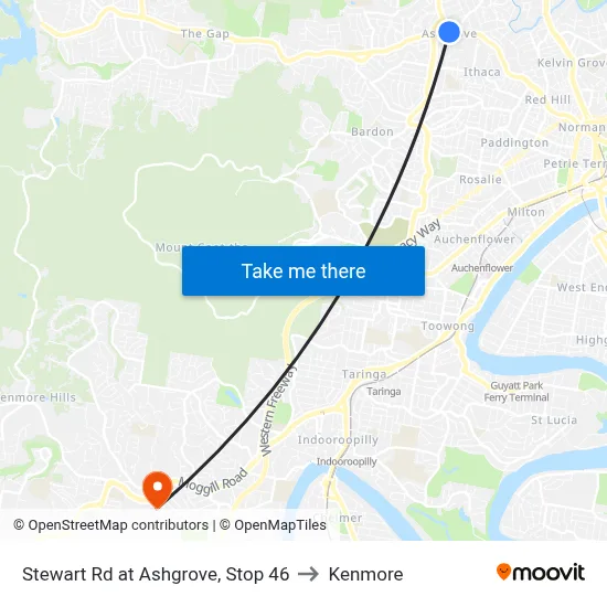 Stewart Rd at Ashgrove, Stop 46 to Kenmore map