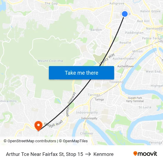 Arthur Tce Near Fairfax St, Stop 15 to Kenmore map