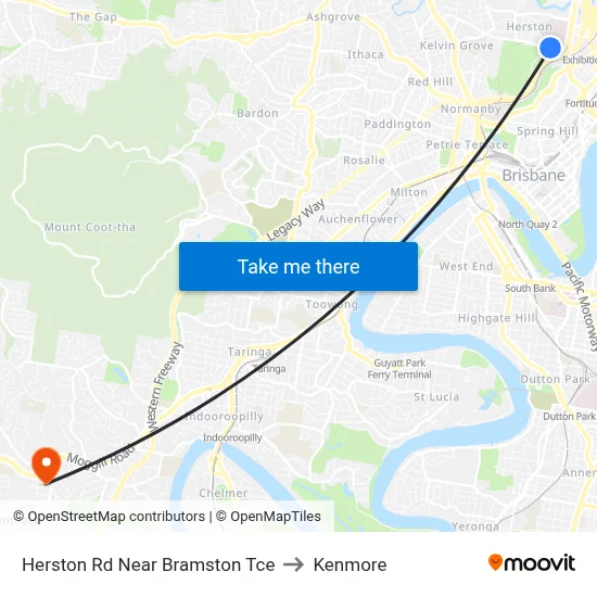 Herston Rd Near Bramston Tce to Kenmore map