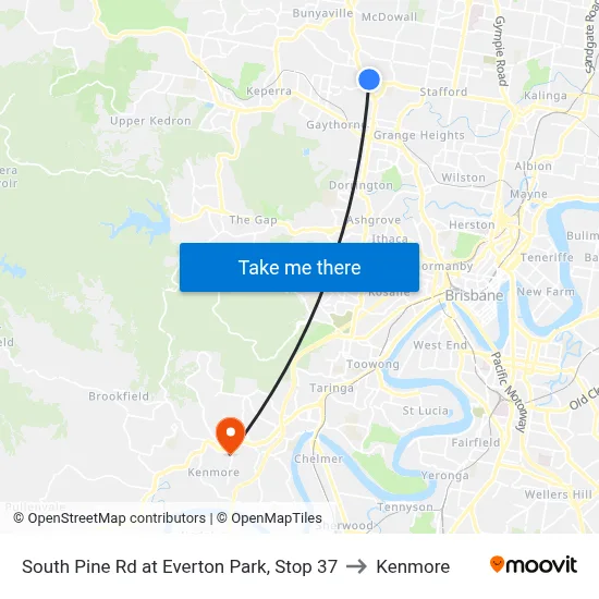 South Pine Rd at Everton Park, Stop 37 to Kenmore map