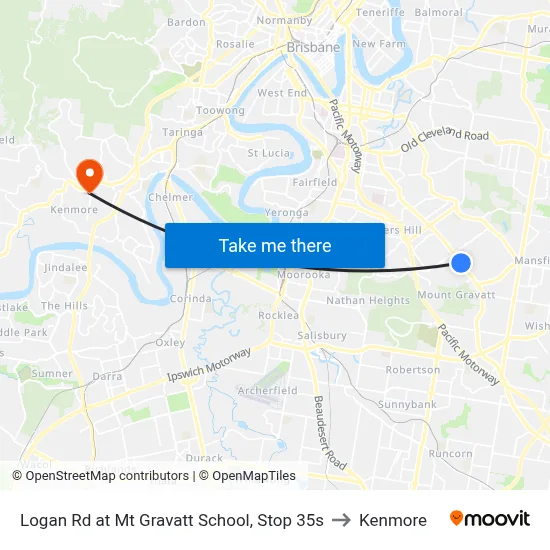 Logan Rd at Mt Gravatt School, Stop 35s to Kenmore map