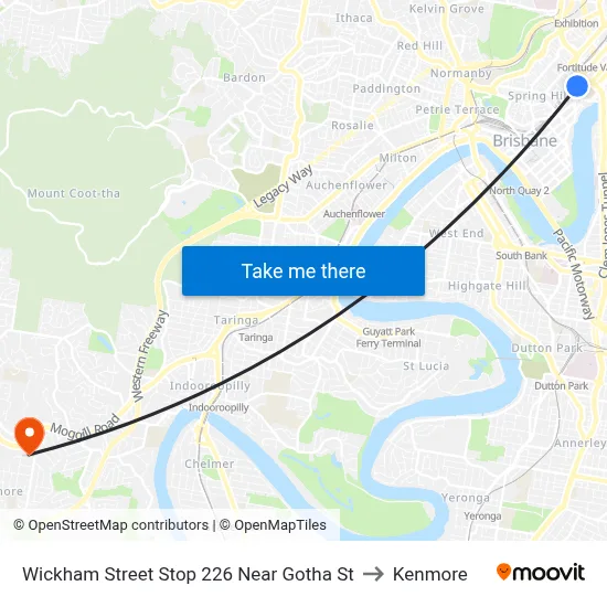 Wickham Street Stop 226 Near Gotha St to Kenmore map