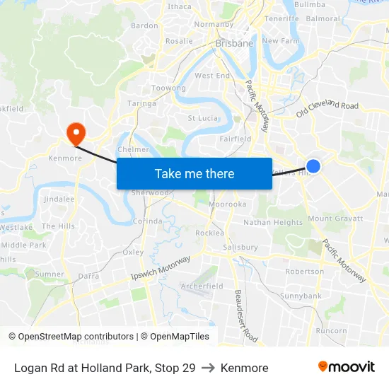 Logan Rd at Holland Park, Stop 29 to Kenmore map