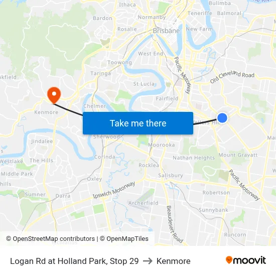 Logan Rd at Holland Park, Stop 29 to Kenmore map