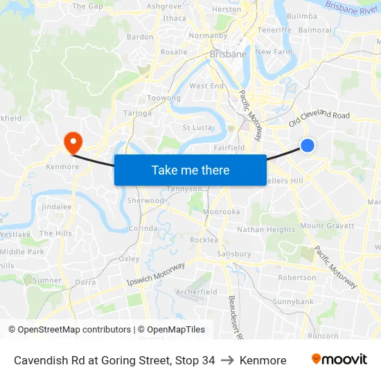 Cavendish Rd at Goring Street, Stop 34 to Kenmore map