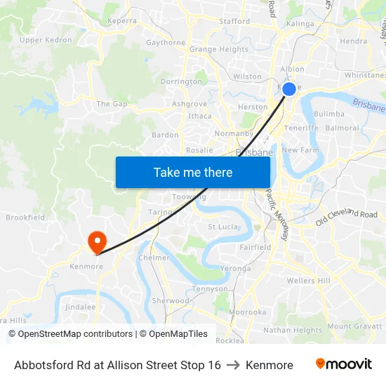 Abbotsford Rd at Allison Street Stop 16 to Kenmore map