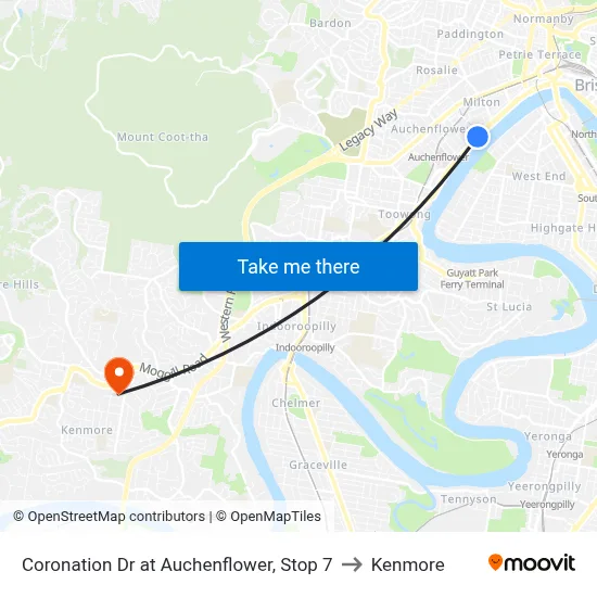 Coronation Dr at Auchenflower, Stop 7 to Kenmore map