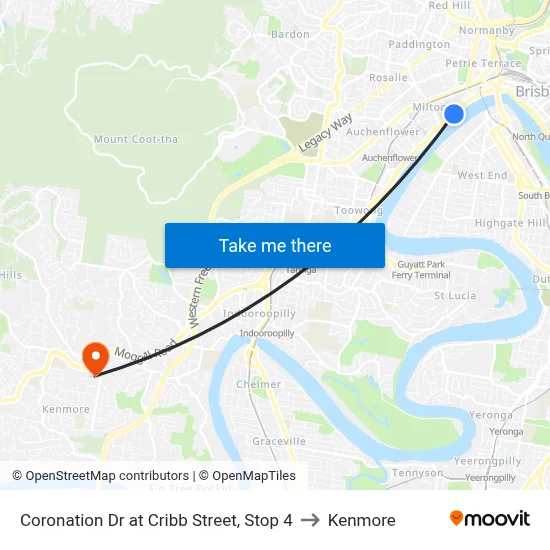 Coronation Dr at Cribb Street, Stop 4 to Kenmore map