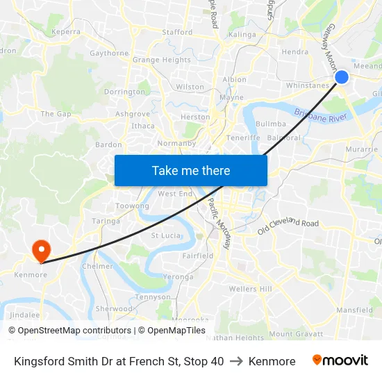Kingsford Smith Dr at French St, Stop 40 to Kenmore map