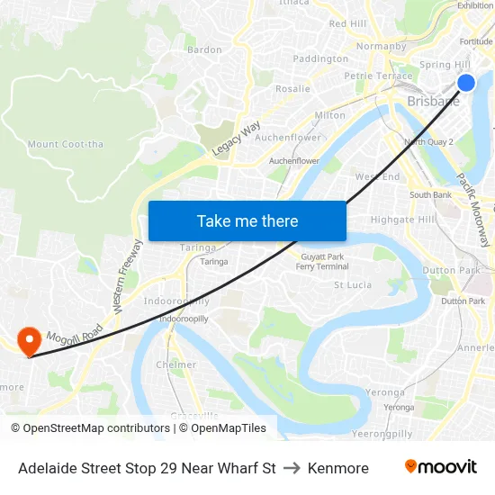 Adelaide Street Stop 29 Near Wharf St to Kenmore map