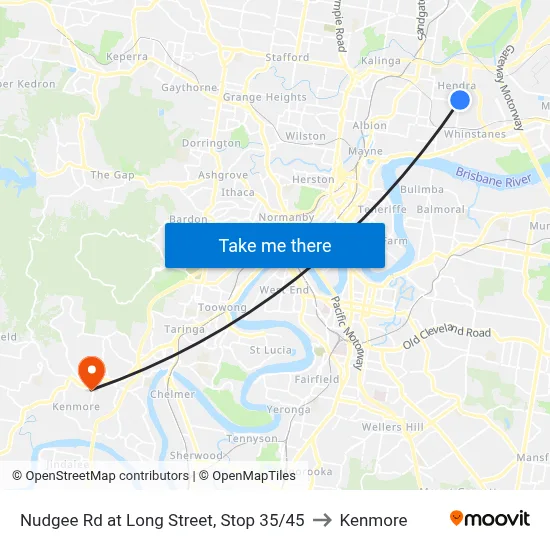 Nudgee Rd at Long Street, Stop 35/45 to Kenmore map