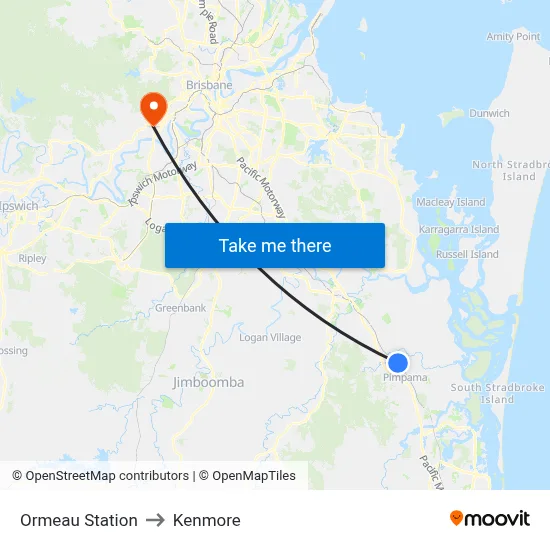 Ormeau Station to Kenmore map