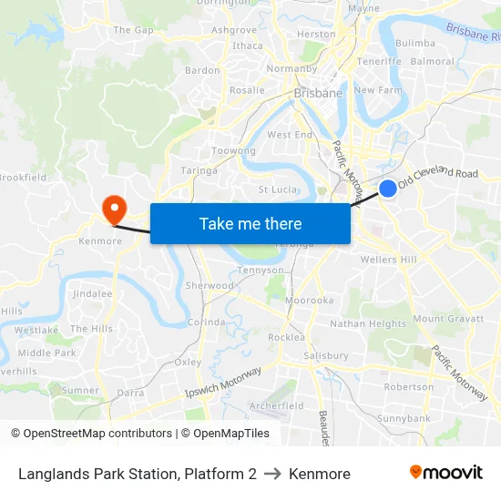 Langlands Park Station, Platform 2 to Kenmore map