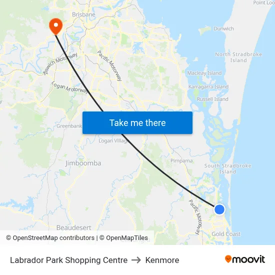Labrador Park Shopping Centre to Kenmore map
