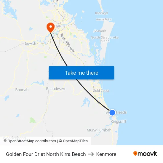 Golden Four Dr at North Kirra Beach to Kenmore map