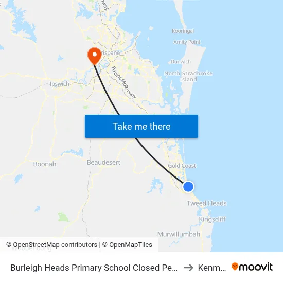 Burleigh Heads Primary School Closed Permanently to Kenmore map