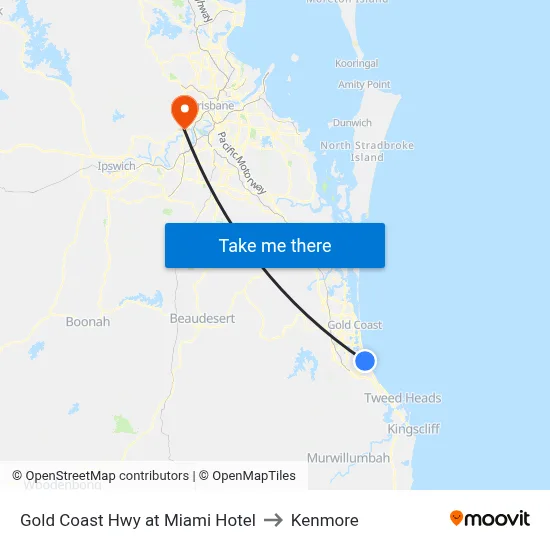 Gold Coast Hwy at Miami Hotel to Kenmore map