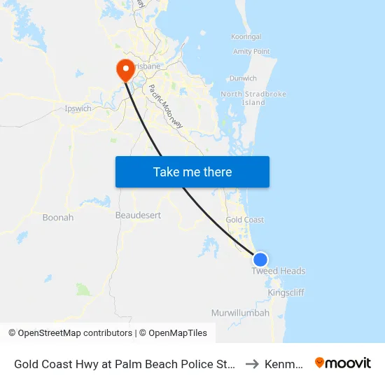 Gold Coast Hwy at Palm Beach Police Station to Kenmore map