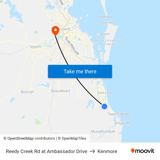 Reedy Creek Rd at Ambassador Drive to Kenmore map