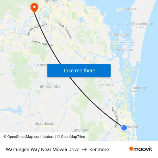Warrungen Way Near Mowla Drive to Kenmore map