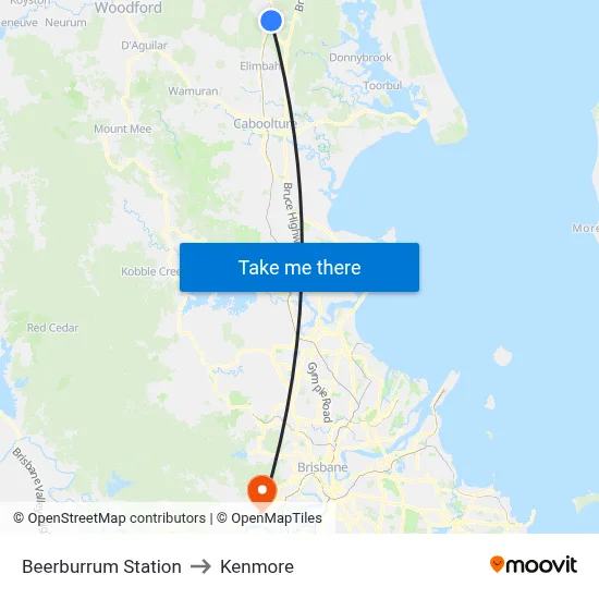 Beerburrum Station to Kenmore map