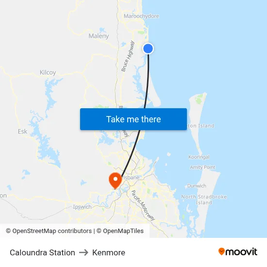 Caloundra Station to Kenmore map