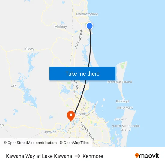 Kawana Way at Lake Kawana to Kenmore map