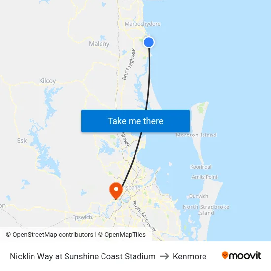Nicklin Way at Sunshine Coast Stadium to Kenmore map