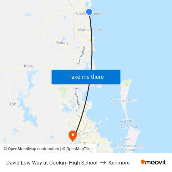 David Low Way at Coolum High School to Kenmore map