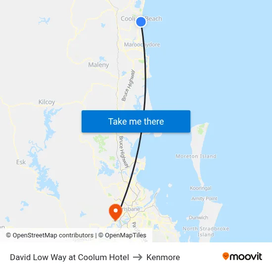 David Low Way at Coolum Hotel to Kenmore map
