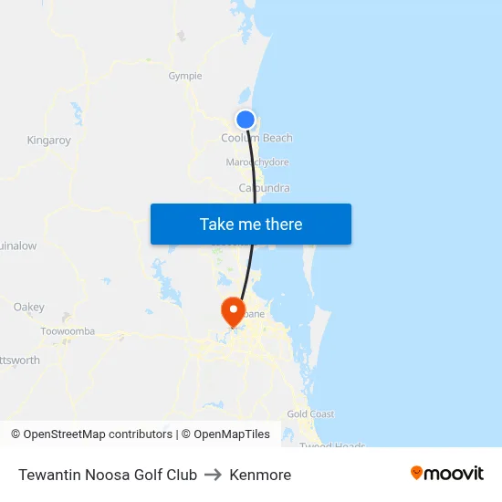 Tewantin Noosa Golf Club to Kenmore map