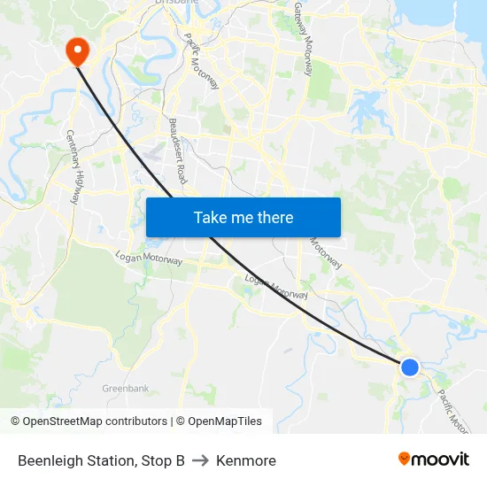 Beenleigh Station, Stop B to Kenmore map
