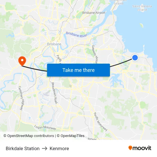 Birkdale Station to Kenmore map