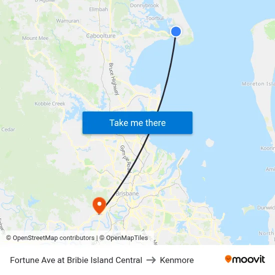 Fortune Ave at Bribie Island Central to Kenmore map